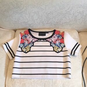 MINKPINK floral striped crop top